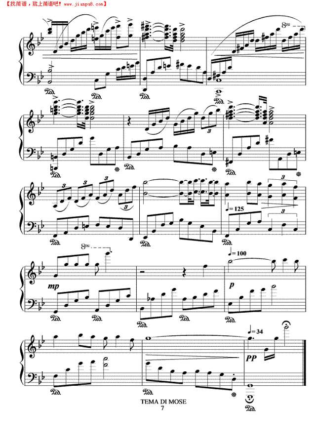 摩西主题钢琴谱