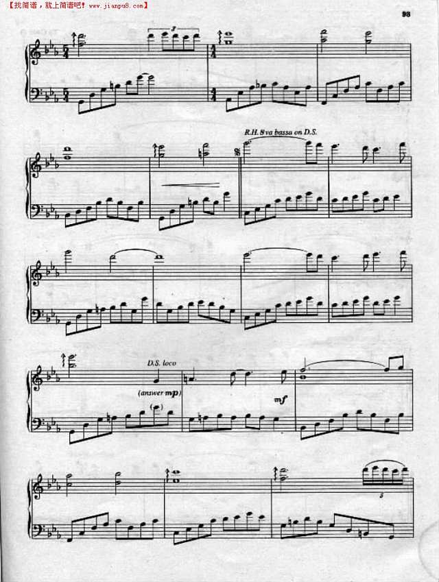 一个男人的梦钢琴谱