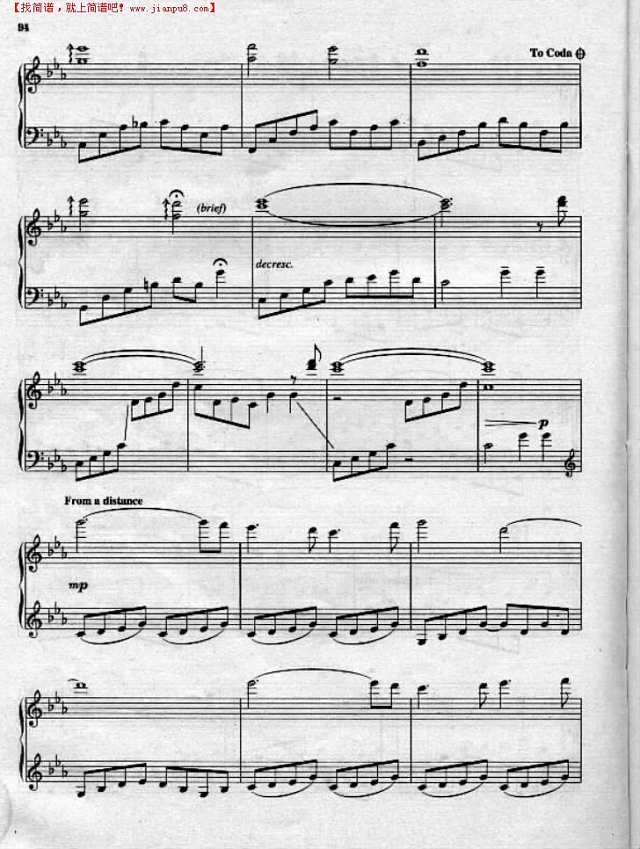 一个男人的梦钢琴谱