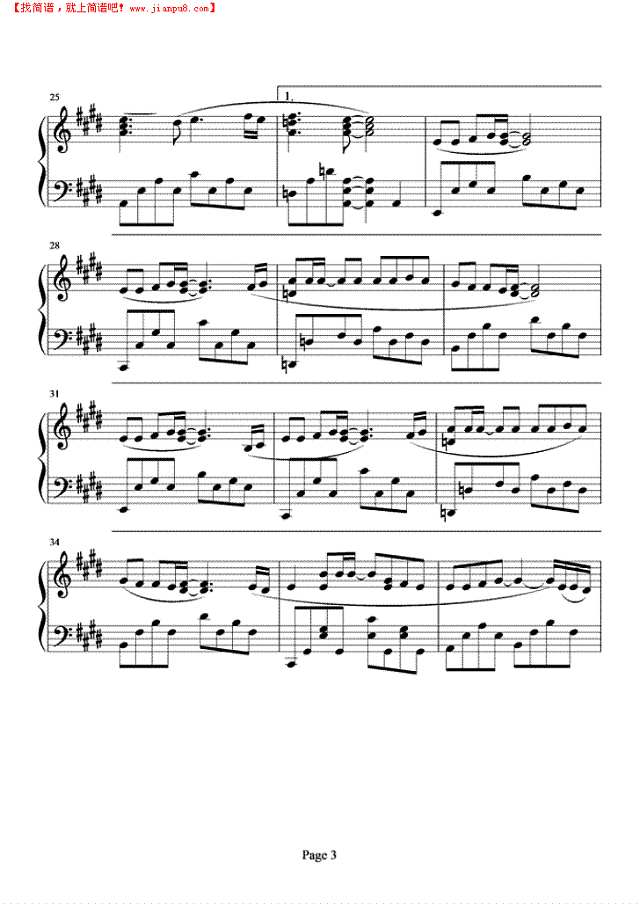 一击即中钢琴谱