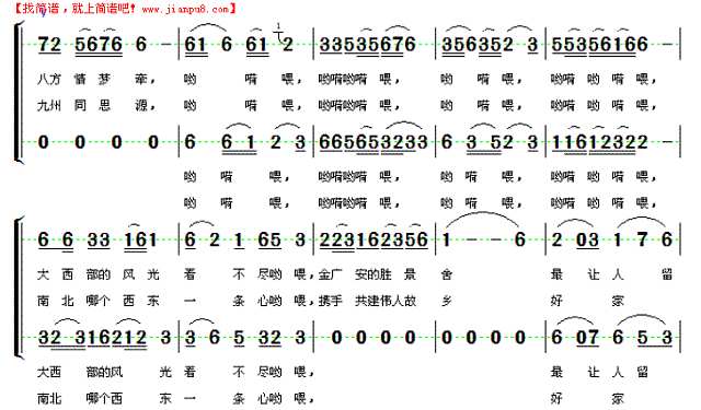 西部有个金广安简谱