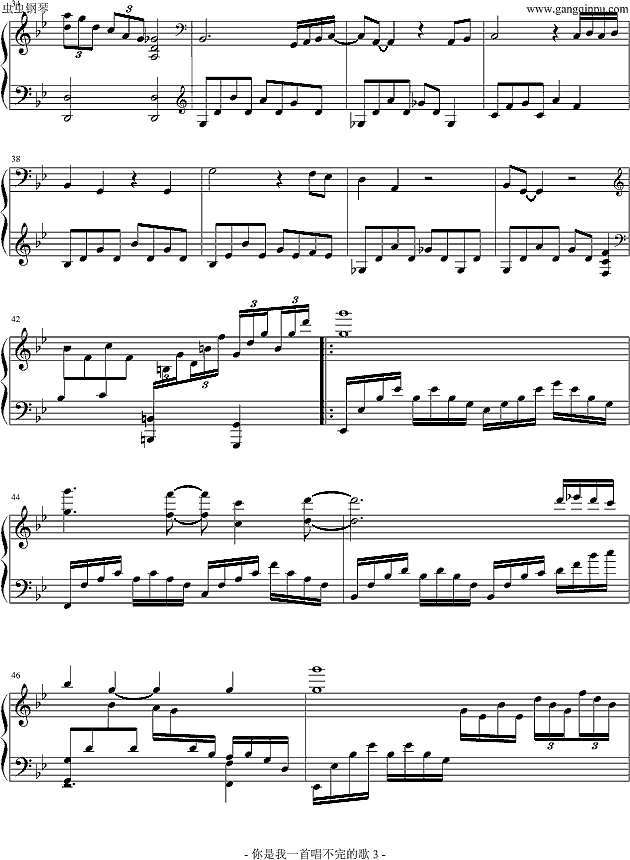 仙剑三 你是我一首唱不完的歌钢琴谱