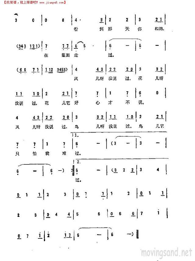 风儿告诉我简谱