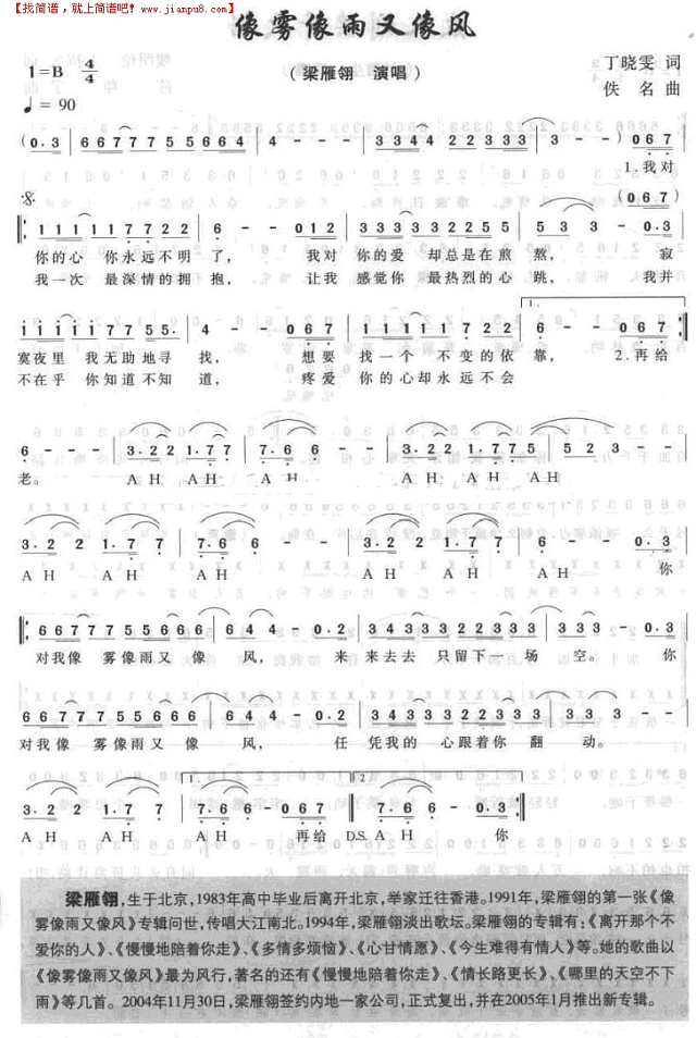 像雾像雨又像风简谱
