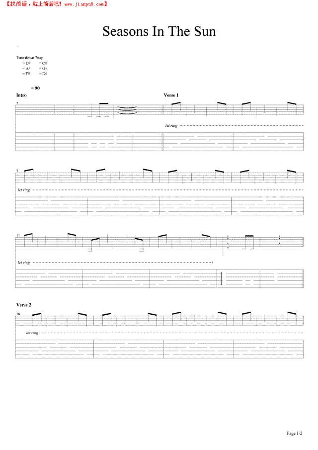 Seasons In The Sun吉他谱