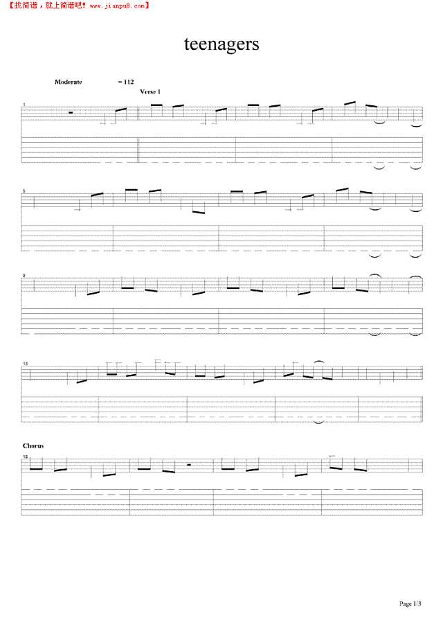 teenagers吉他谱