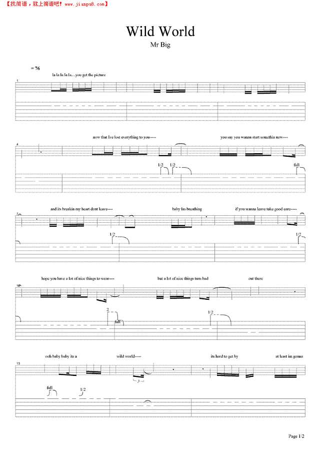 Wild World吉他谱
