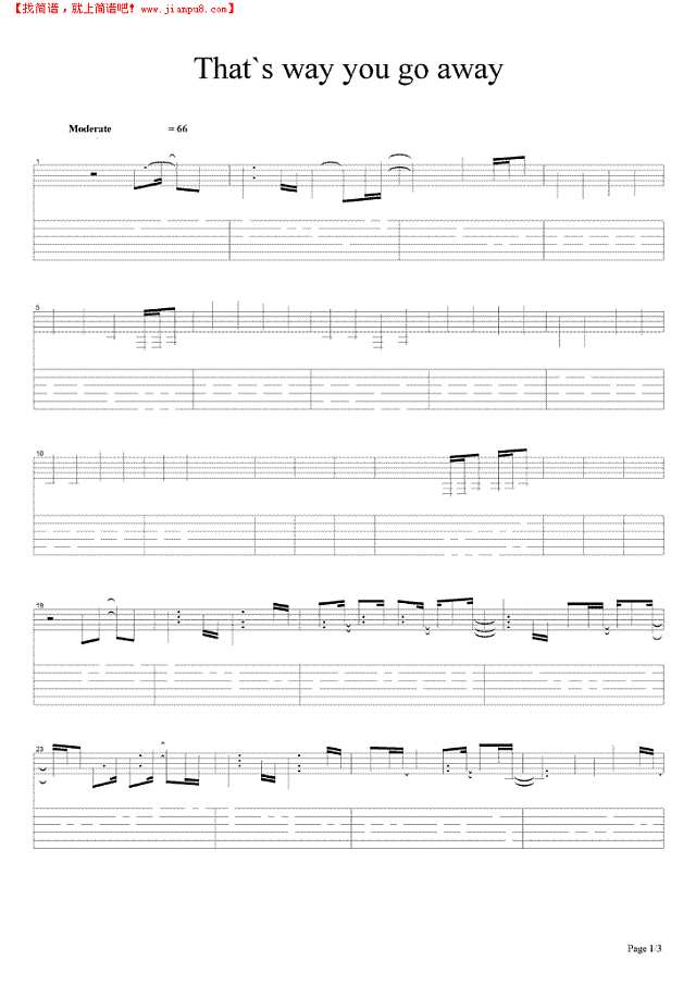 That`s way you go away吉他谱