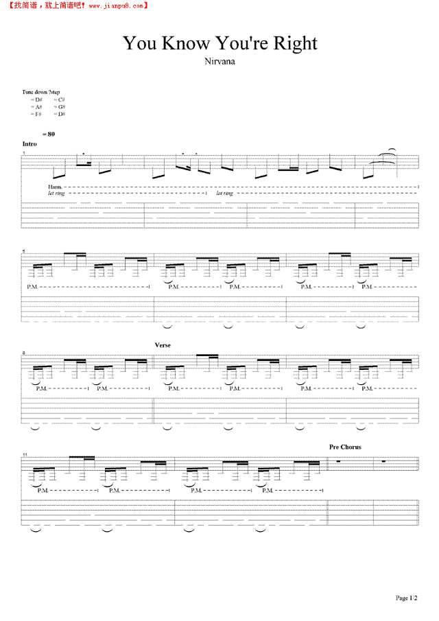 You Know You are Right吉他谱
