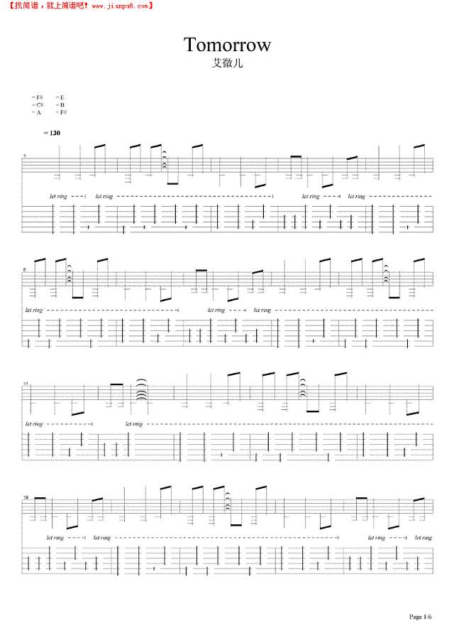 Tomorrow吉他谱
