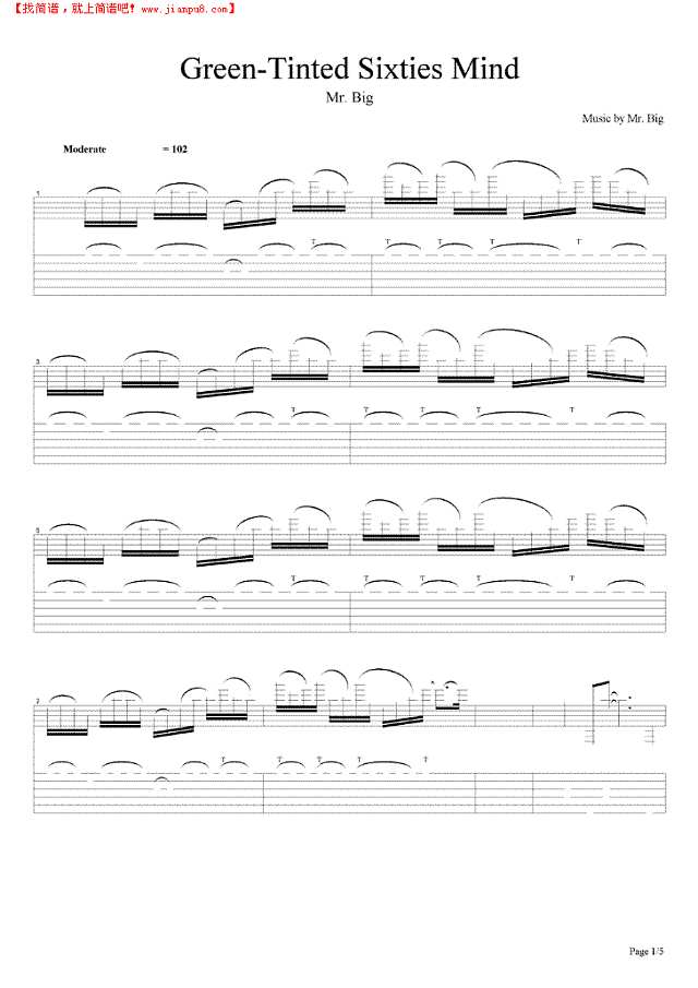 Green-Tinted Sixties Mind吉他谱
