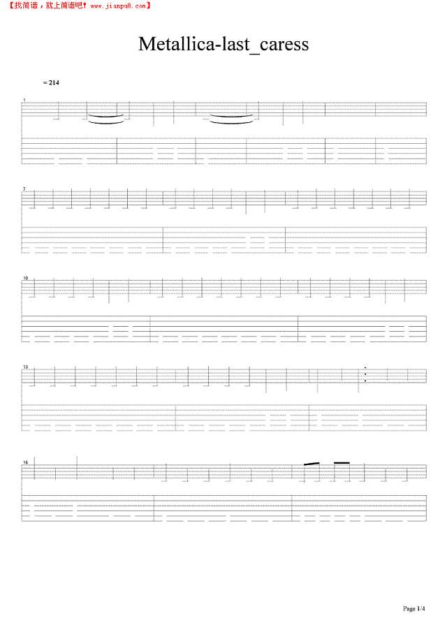 Metallica-last_caress吉他谱
