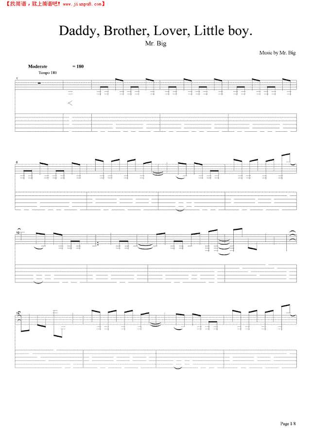 Daddy， Brother， Lover， Little boy吉他谱
