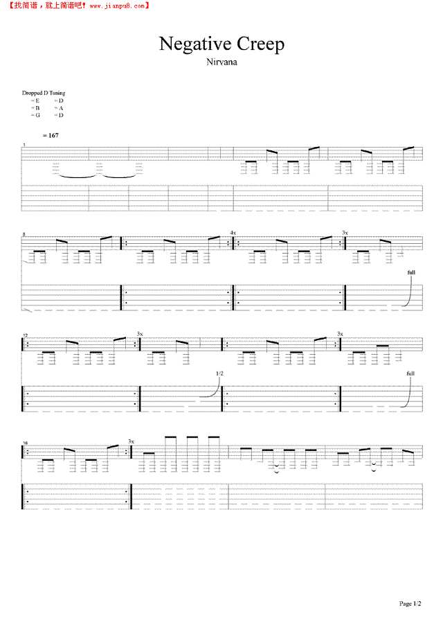 Negative Creep吉他谱
