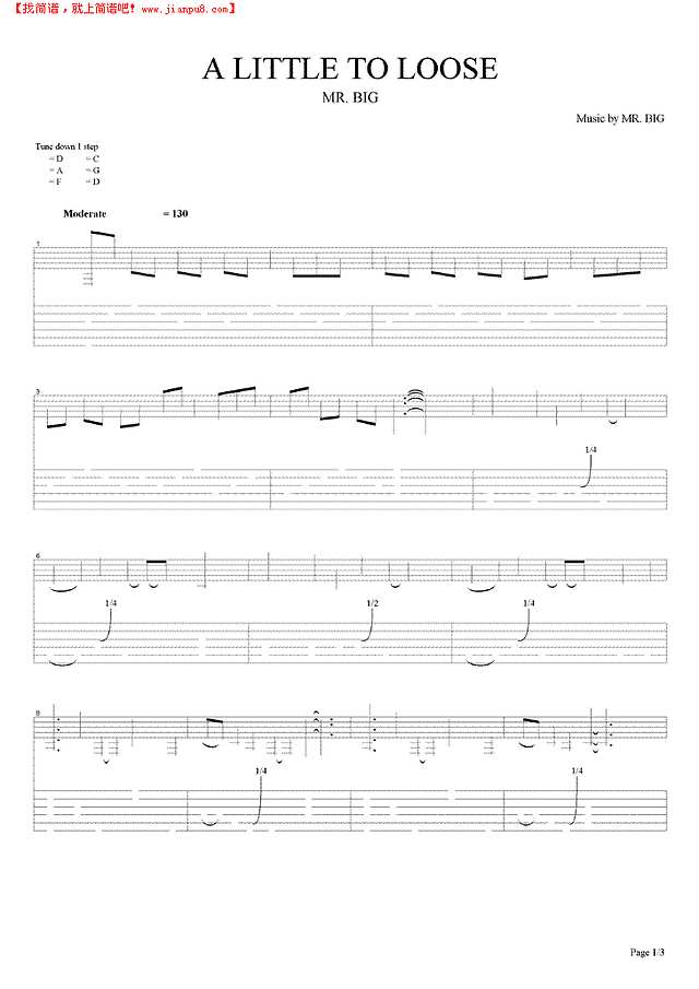 A LITTLE TO LOOSE吉他谱
