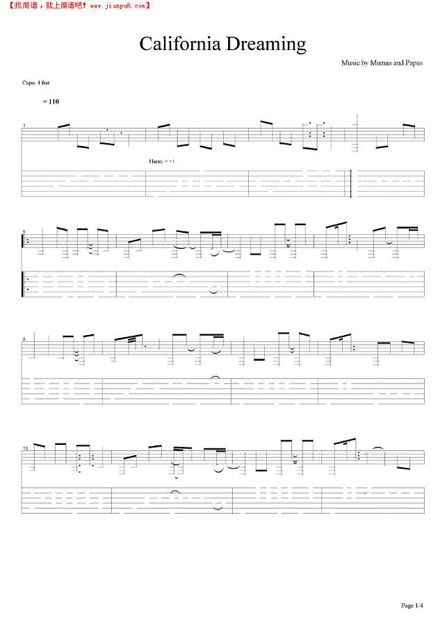 California Dreaming吉他谱
