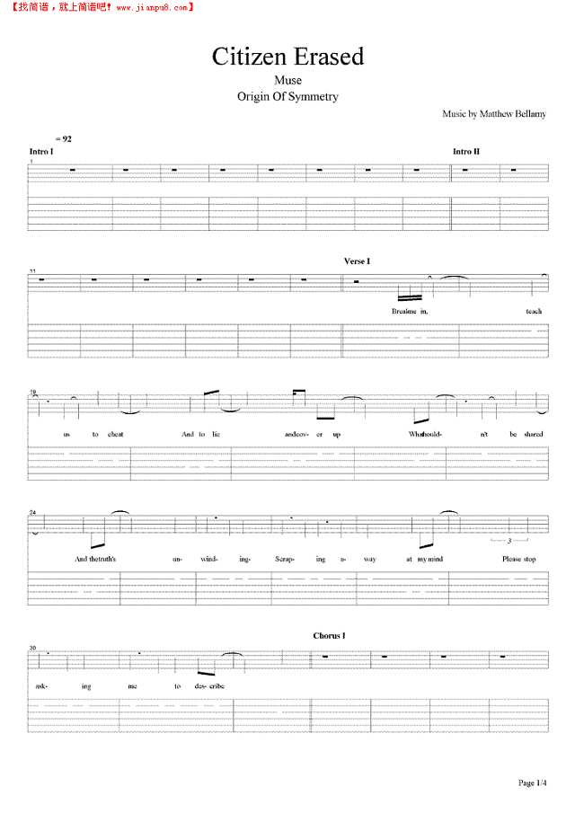 Citizen Erased吉他谱
