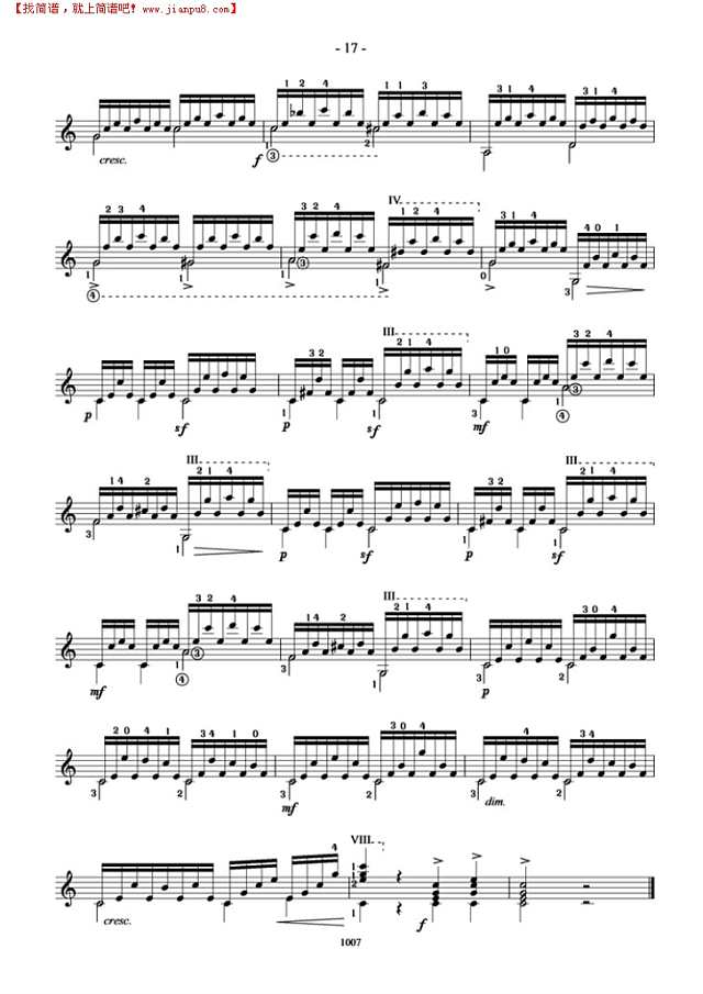 卡尔卡西25首练习曲(16)吉他谱
