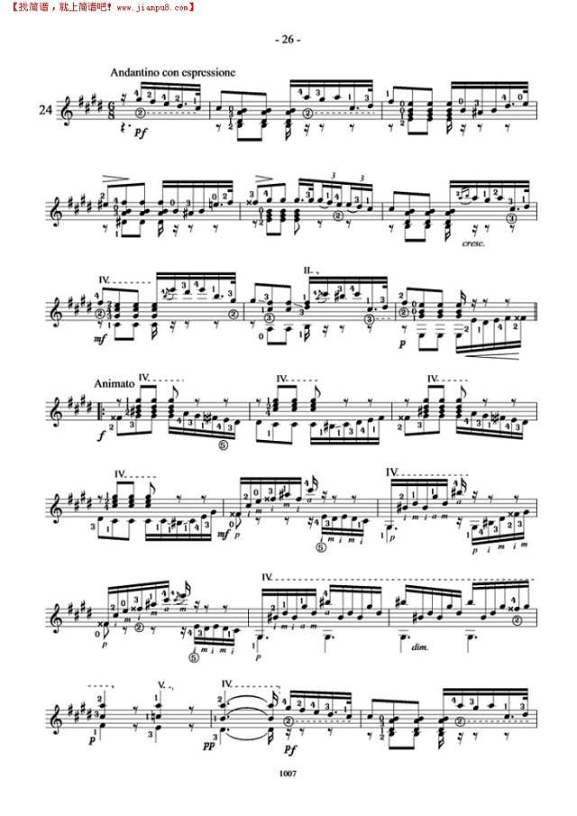 卡尔卡西25首练习曲（25）吉他谱
