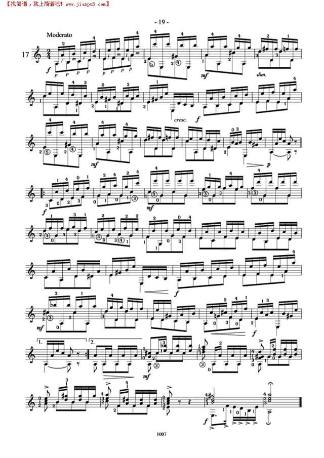 卡尔卡西25首练习曲(18)吉他谱
