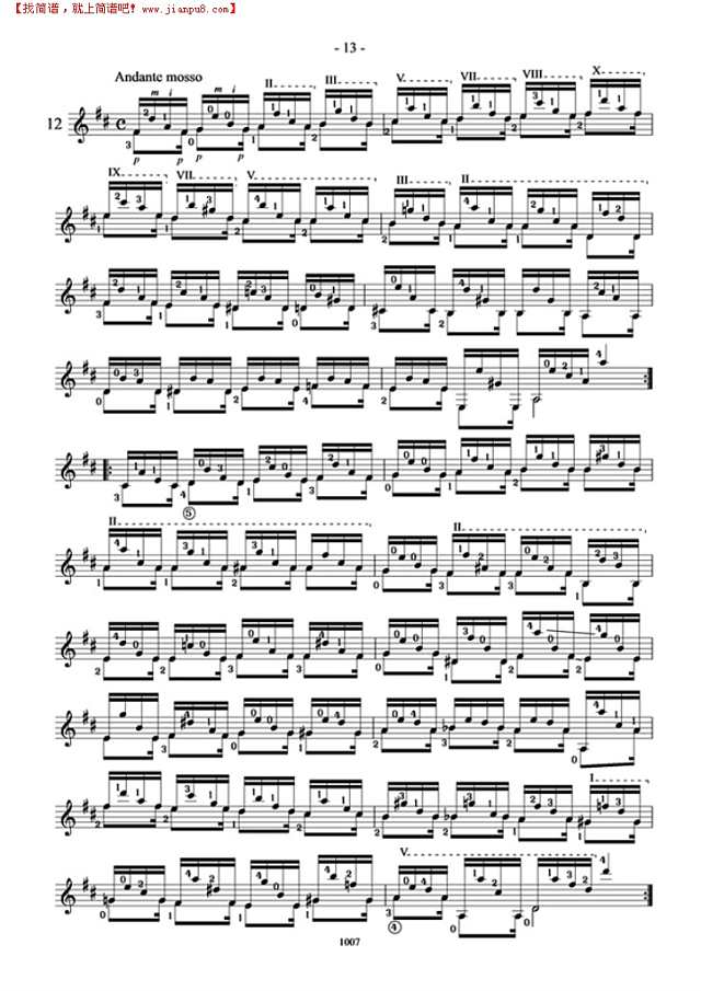 卡尔卡西25首练习曲（12）吉他谱