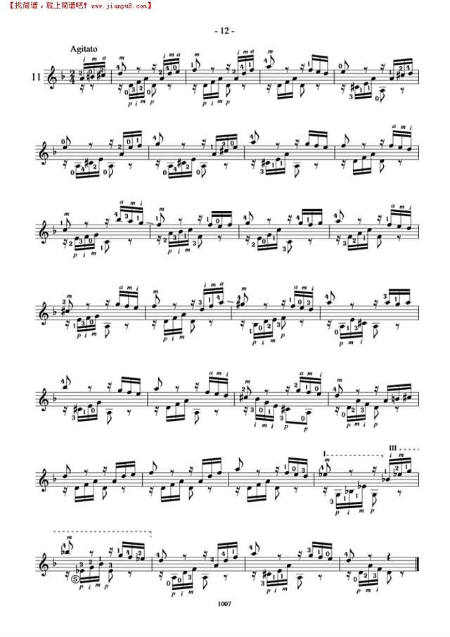 卡尔卡西25首练习曲（11）吉他谱
