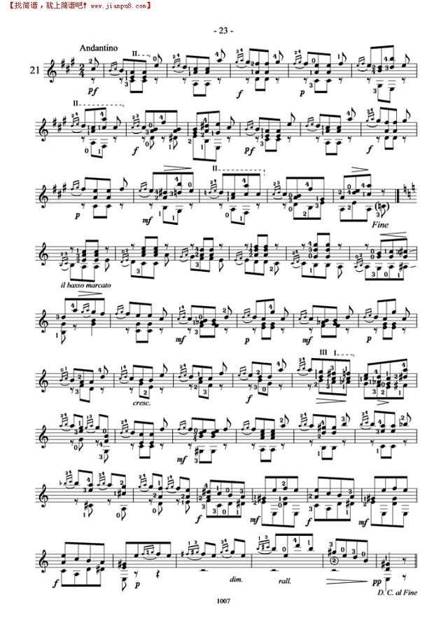 卡尔卡西25首练习曲(22)吉他谱