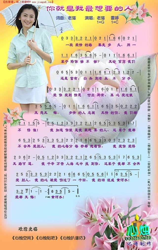 你就是我最想要的人简谱
