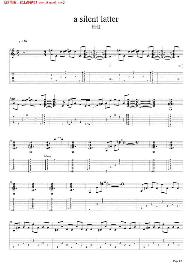 a silent latter吉他谱