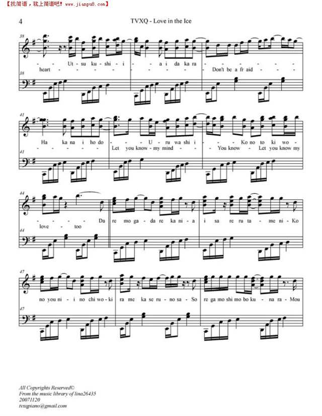love in the ice钢琴谱