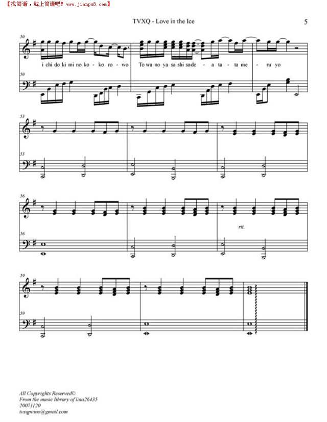love in the ice钢琴谱