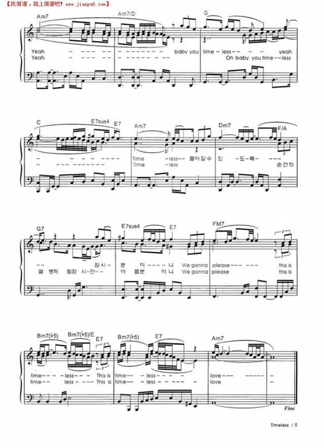 timeless钢琴谱