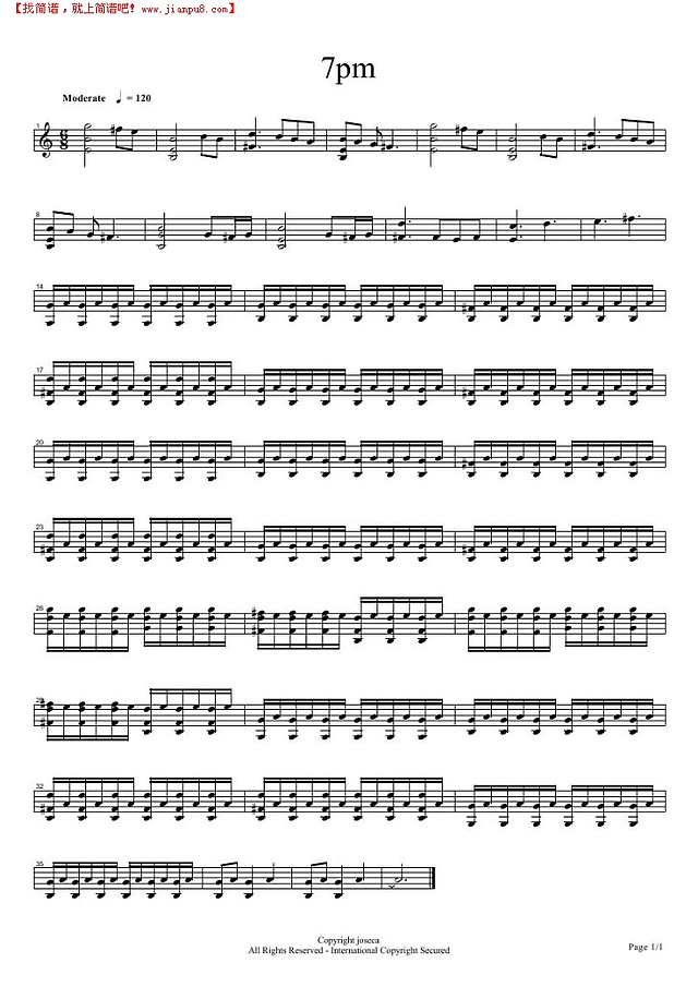 7pm钢琴谱