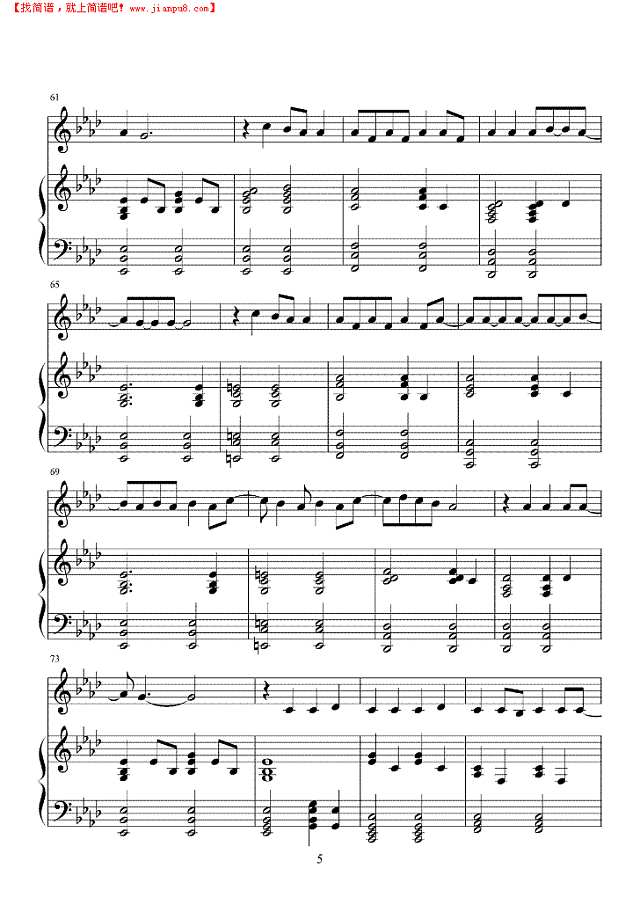 Because of you钢琴谱