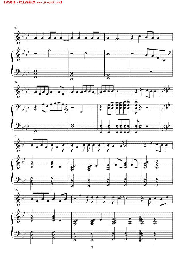 Because of you钢琴谱