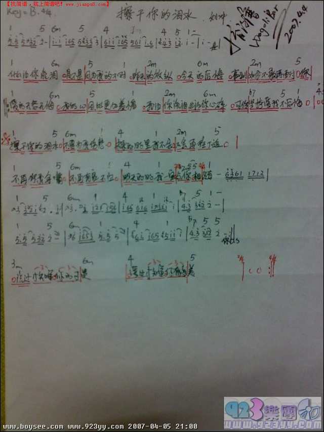 深南大道-擦干你的泪水吉他谱
