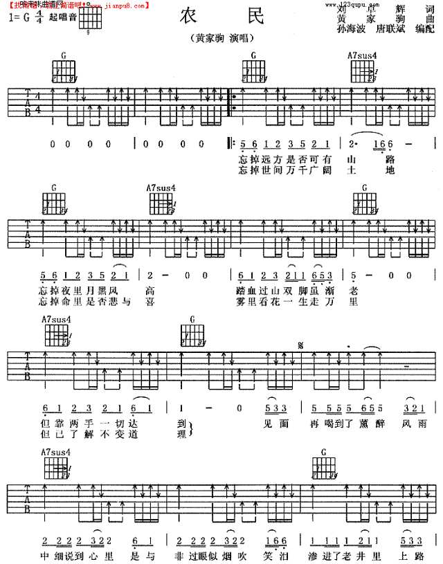 BEYOND-农民吉他谱