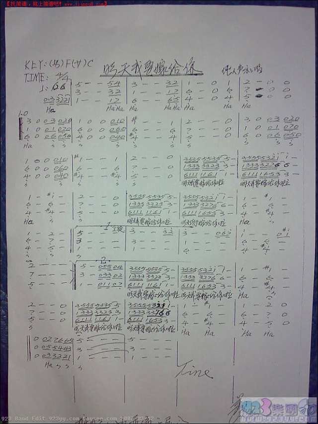 周华键-明天我要嫁给你简谱
