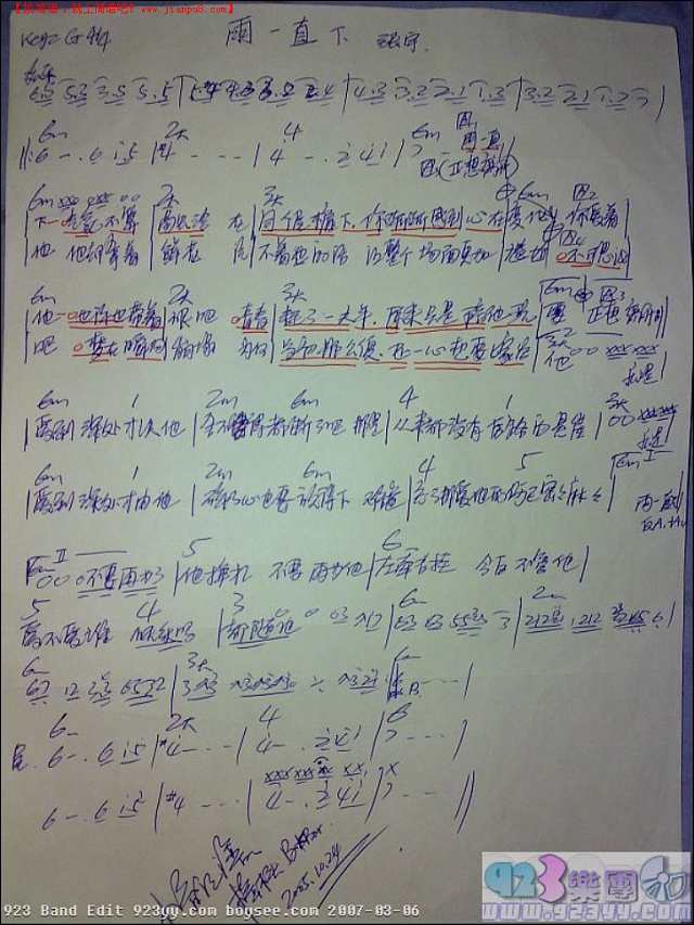 张宇-雨一直下简谱
