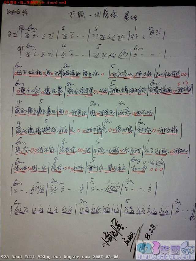 易欣-不顾一切爱你简谱
