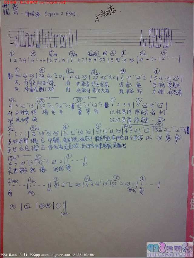 许绍洋-花香简谱
