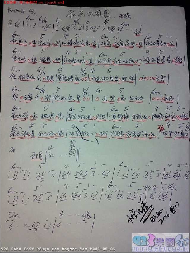 王强-秋天不回来简谱
