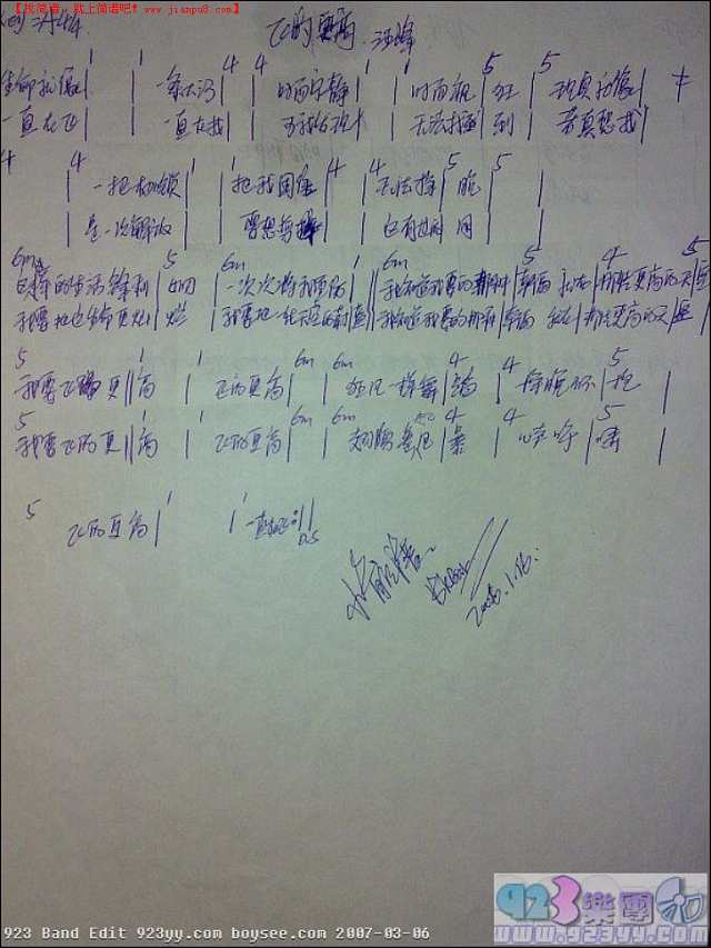 汪峰-飞的更高简谱
