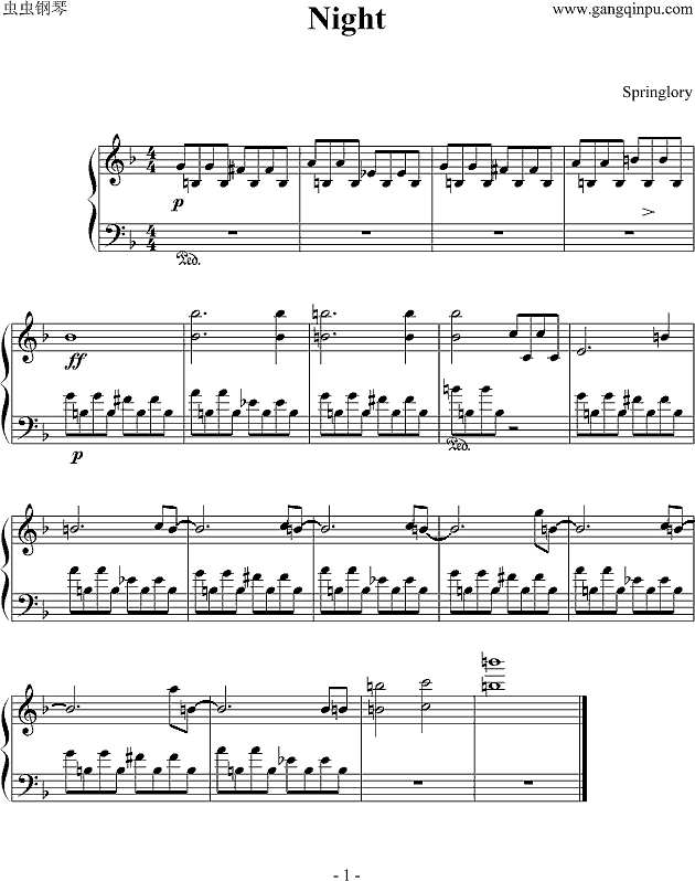Night钢琴谱