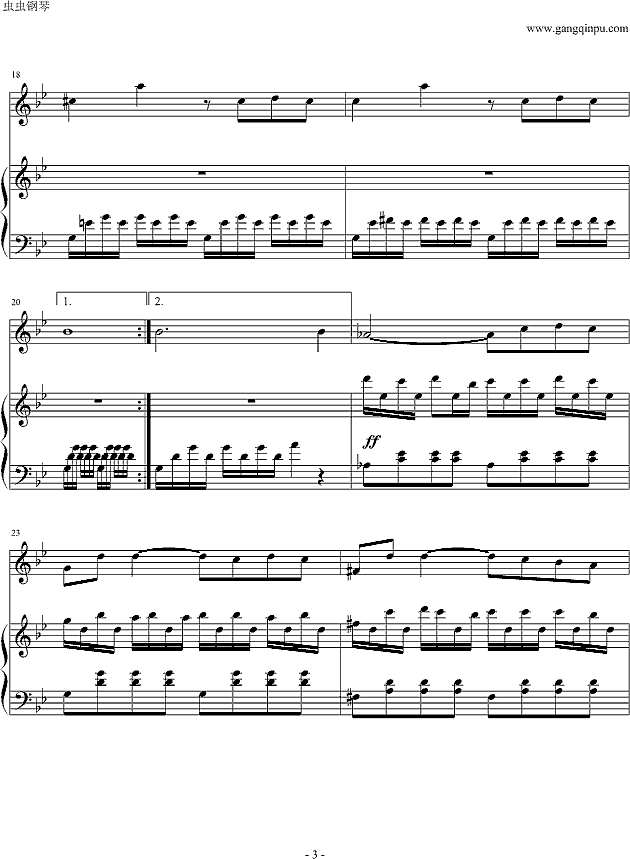 白色旋律钢琴谱