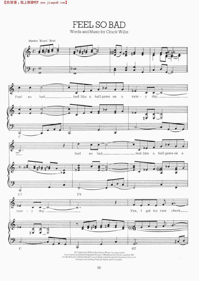 FEEL SO BAD简谱