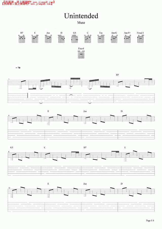 Unintended吉他谱