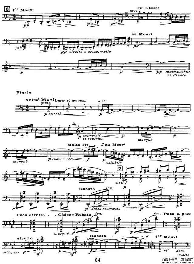 Sonata（德彪西-大提琴奏鸣曲）（大提琴独奏）(大提琴谱)4 jianpu8.cn
