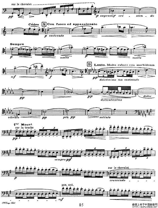 Sonata（德彪西-大提琴奏鸣曲）（大提琴独奏）(大提琴谱)5 jianpu8.cn