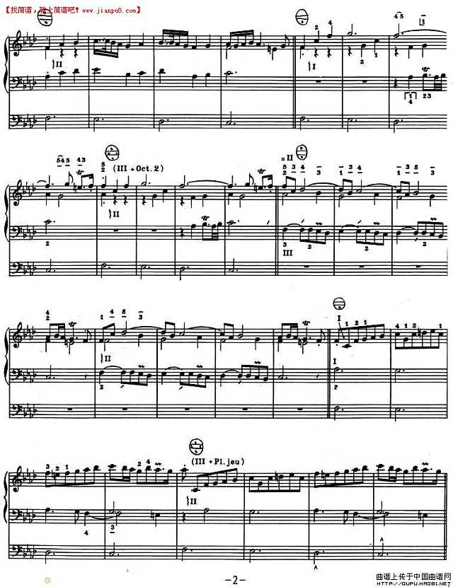 二重奏 f小调恰空 帕赫贝尔版 手风琴谱2 jianpu8.cn